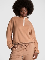 Victoria's Secret PINK Toffee Brown Half Zip Fleece Sweatshirt - Image 1 of 3