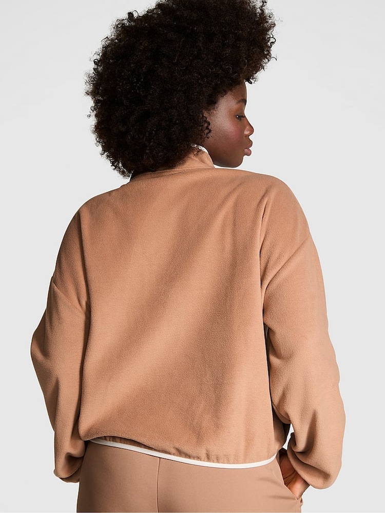 Victoria's Secret PINK Toffee Brown Half Zip Fleece Sweatshirt - Image 2 of 3