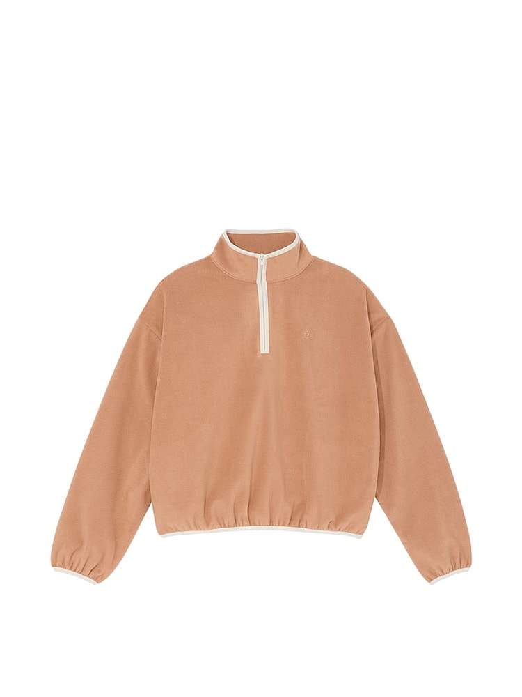 Victoria's Secret PINK Toffee Brown Half Zip Fleece Sweatshirt - Image 3 of 3