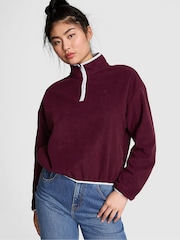 Victoria's Secret PINK Purple Rose Half Zip Fleece Sweatshirt - Image 1 of 4