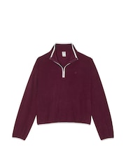 Victoria's Secret PINK Purple Rose Half Zip Fleece Sweatshirt - Image 3 of 4