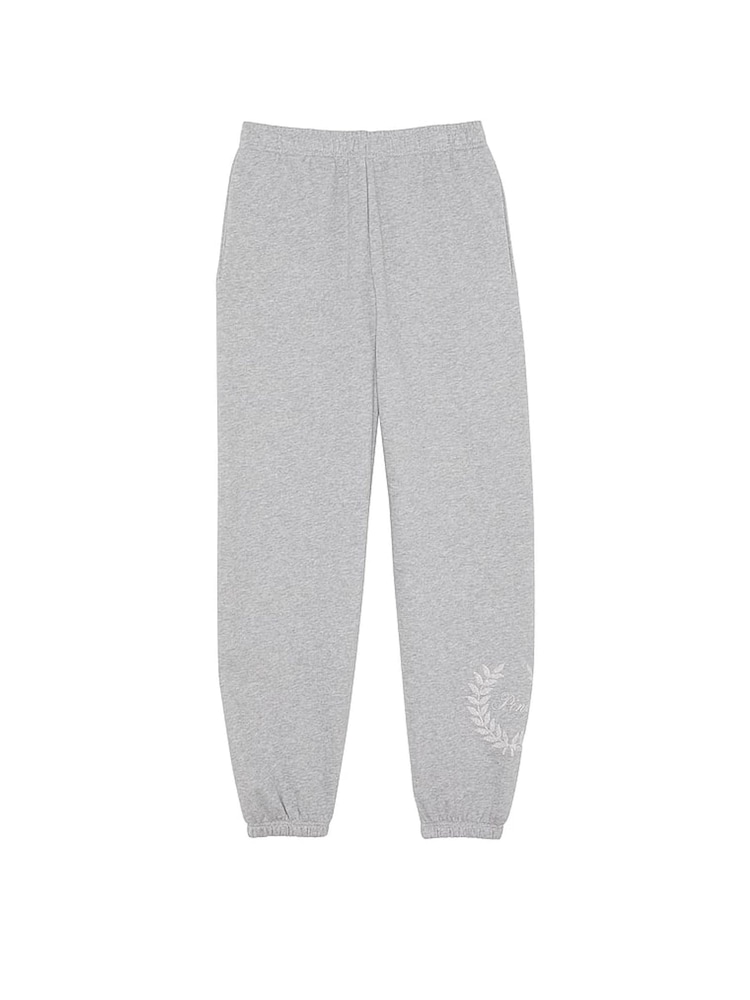 Victoria's Secret PINK Grey Heather Cuffed Diamante Fleece Joggers - Image 3 of 3