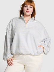 Victoria's Secret PINK Hydrangea Blue Half Zip Fleece Sweatshirt - Image 1 of 3