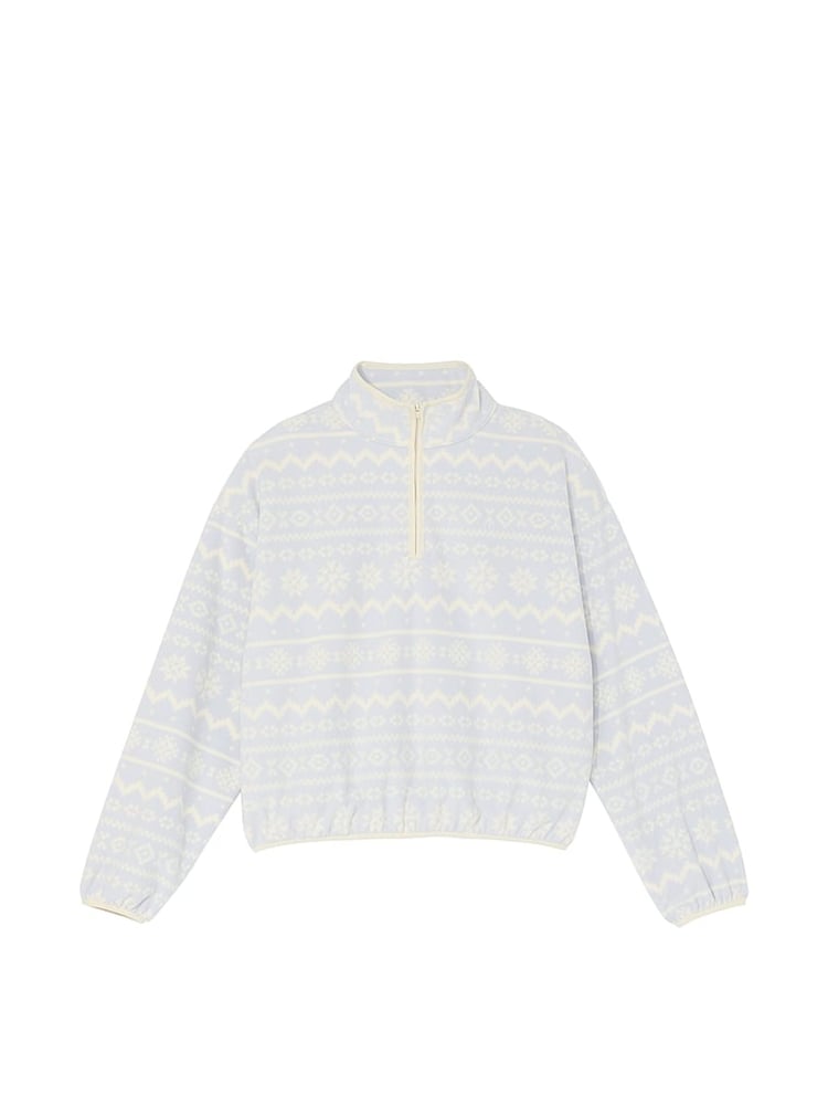 Victoria's Secret PINK Hydrangea Blue Half Zip Fleece Sweatshirt - Image 3 of 3