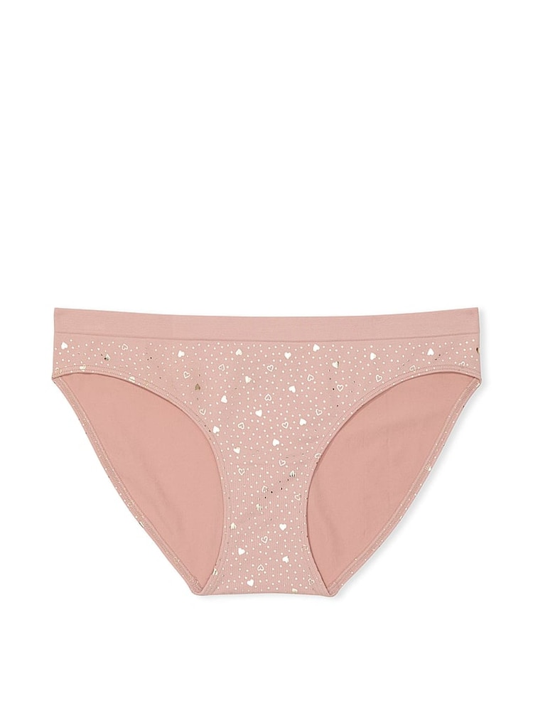 Victoria's Secret Pink Zinc Heart Foil Nude Bikini Knickers - Image 3 of 3