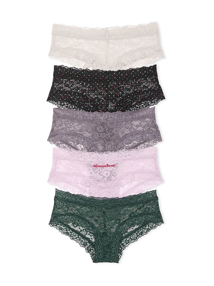 Victoria's Secret White/Black/Grey/Purple/Green Cheeky 5 Pack Knickers - Image 1 of 3