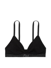 Victoria's Secret PINK Black Diamante Cotton Logo Triangle Bralette - Image 3 of 3
