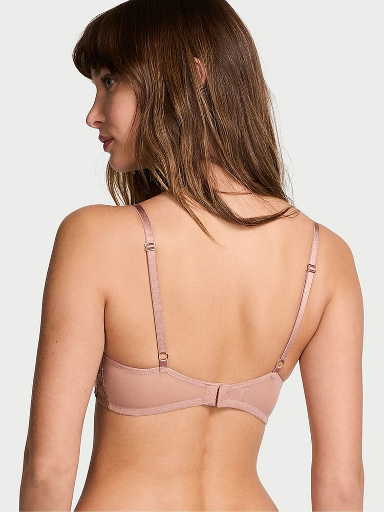 Victoria's Secret Rose Gold Add 2 Cups Bombshell Star Embroidery Push Up Bra - Image 2 of 4