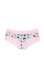 Victoria's Secret PINK Pink Bows Lace Trim Rib Cheeky Knickers - Image 3 of 3
