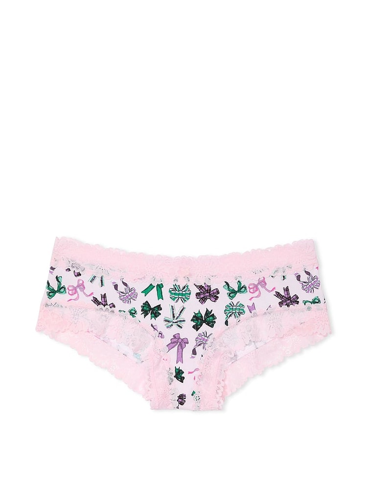 Victoria's Secret PINK Pink Bows Lace Trim Rib Cheeky Knickers - Image 3 of 3