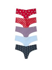 Victoria's Secret Red/Purple/Blue/Green Thong 5 Pack Knickers - Image 1 of 1