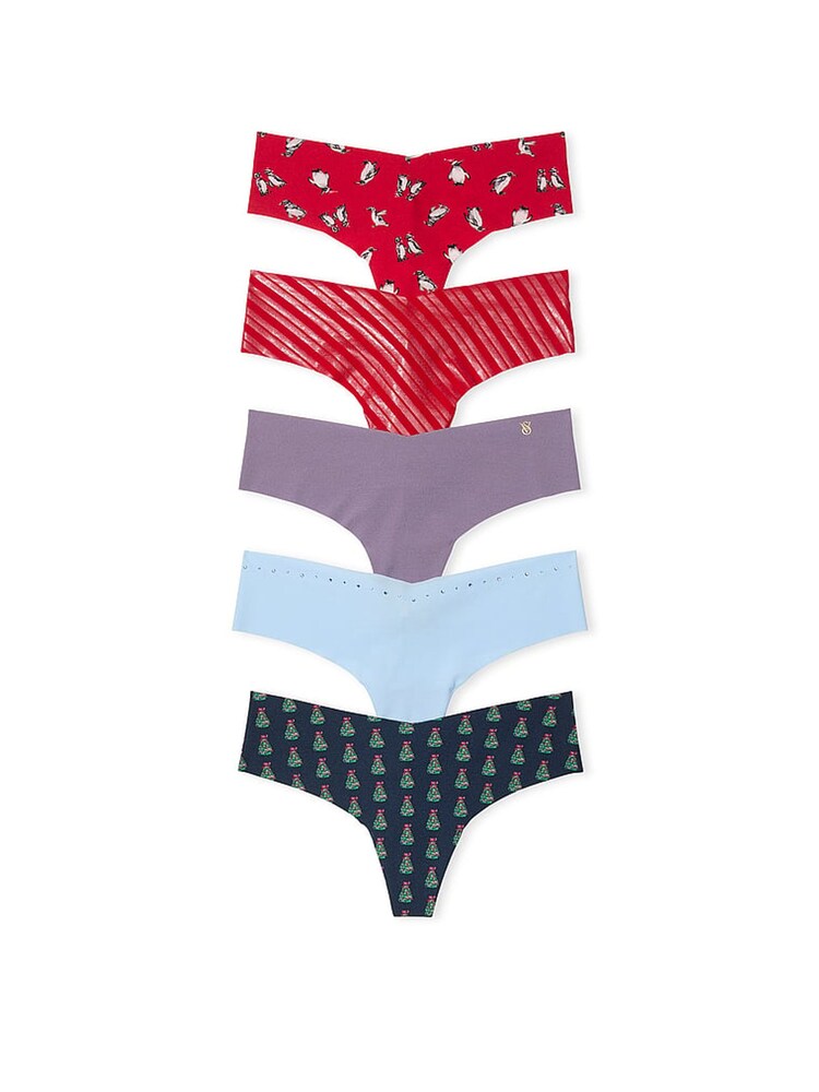Victoria's Secret Red/Purple/Blue/Green Thong 5 Pack Knickers - Image 1 of 1