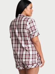 Victoria's Secret White/Lipstick Traditional Plaid Flannel Short Pyjama Set - Image 2 of 3