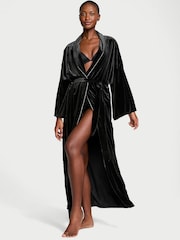 Victoria's Secret Black Star Embroidery Velvet Long Robe - Image 1 of 4