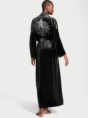 Victoria's Secret Black Star Embroidery Velvet Long Robe - Image 2 of 4