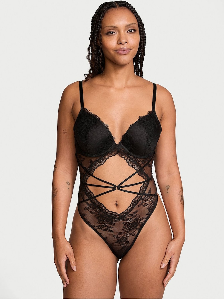 Victoria's Secret Black Rose Lace Bodysuit - Image 1 of 3
