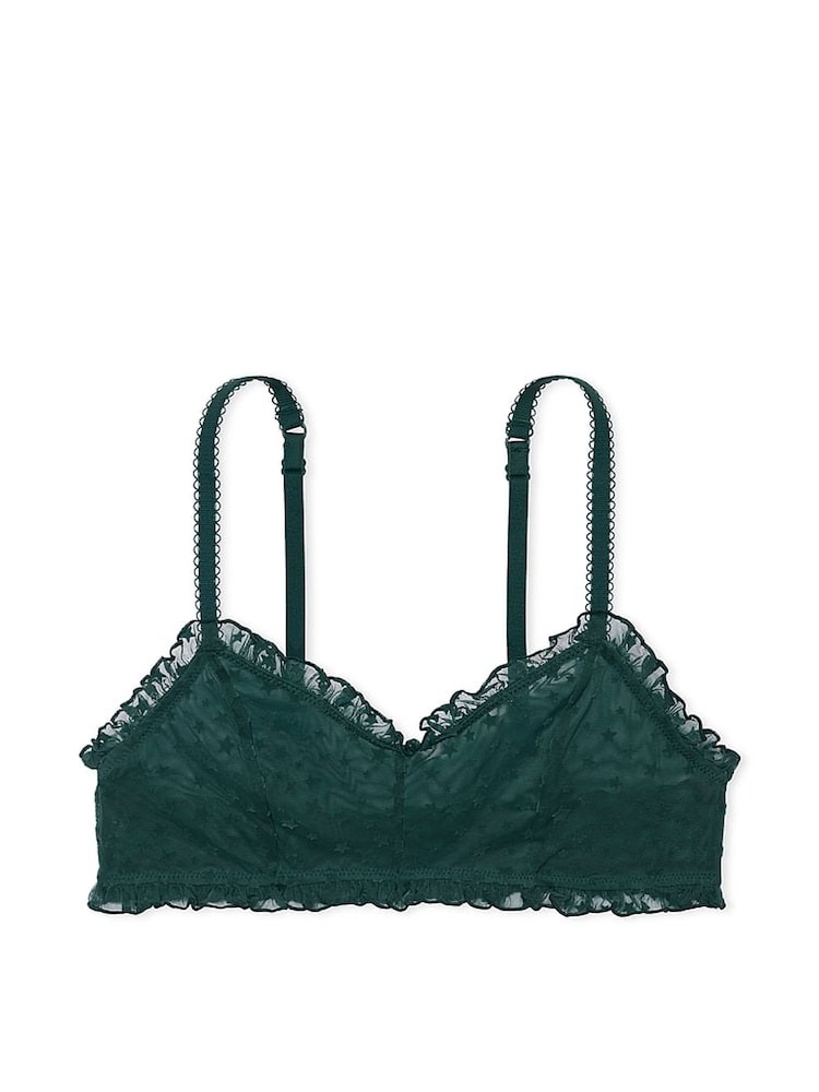 Diep bosgroen - Victoria's Secret PINK kanten ongevoerde beha met sterretjesmotief - Image 3 of 3