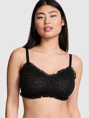 Victoria's Secret PINK Black Bralette Star Chaser Lace Unlined Bra - Image 1 of 3