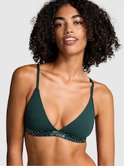 Victoria's Secret PINK Deep Forest Green Diamante Cotton Logo Triangle Bralette - Image 1 of 3