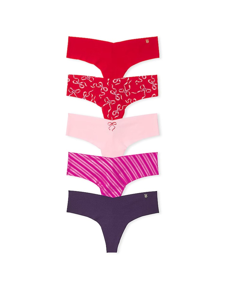 Victoria's Secret Red/Pink/Purple Thong 5 Pack Knickers - Image 1 of 3