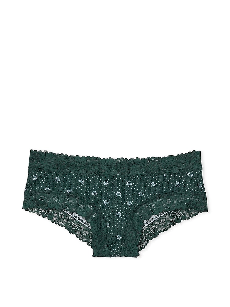 Victoria's Secret PINK Deep Forest Green Lace Trim Rib Cheeky Knickers - Image 3 of 3