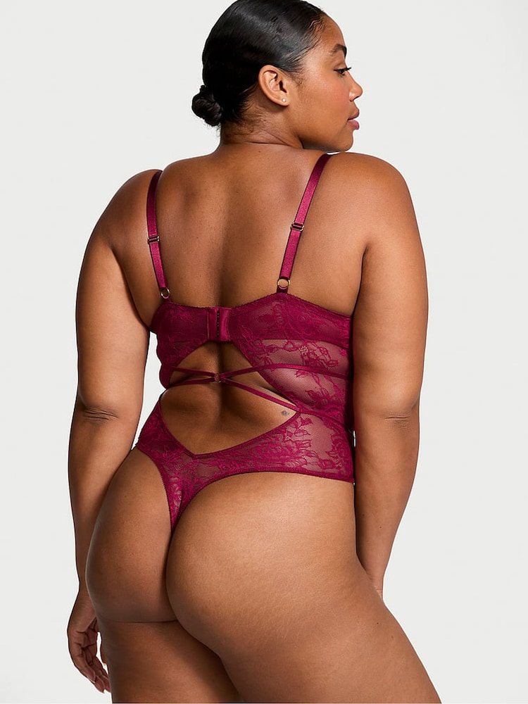 Victoria's Secret Campari Red Rose Lace Bodysuit - Image 2 of 3
