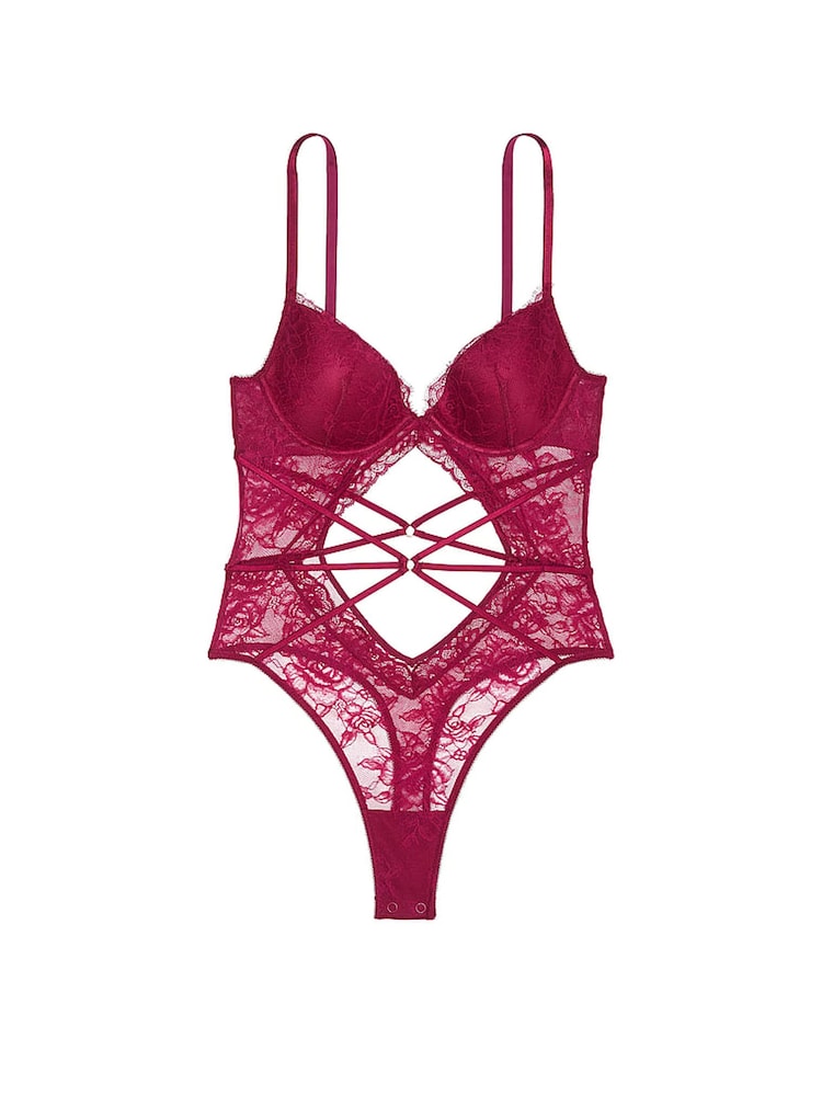 Victoria's Secret Campari Red Rose Lace Bodysuit - Image 3 of 3