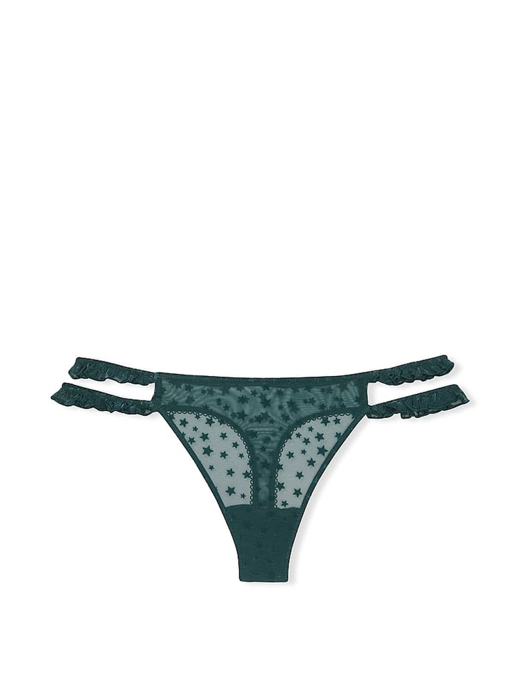 Victoria's Secret PINK Deep Forest Green Thong Star Chaser Lace Knickers - Image 4 of 4