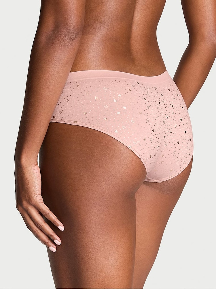 Victoria's Secret Pink Zinc Heart Foil Nude Hipster Knickers - Image 2 of 3