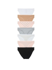 Wit/huidskleur/roze/zwart/grijs - Victoria's Secret set van 7 slips met logo - Image 1 of 1