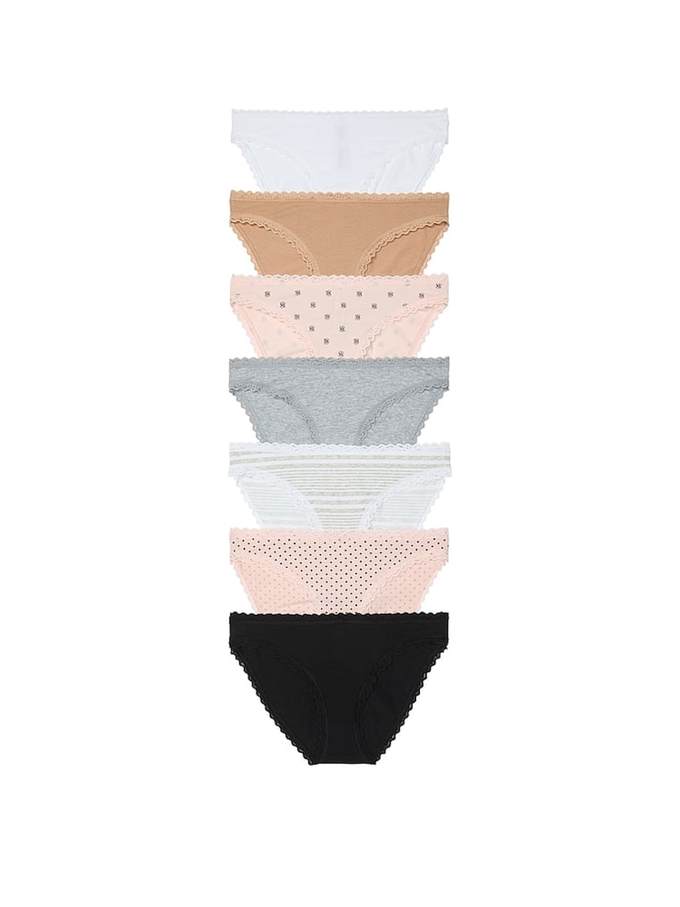 Wit/huidskleur/roze/zwart/grijs - Victoria's Secret set van 7 slips met logo - Image 1 of 1