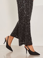 Lipsy Black High Stiletto Party Faux Suede Slingback Court Shoes - Image 2 of 4