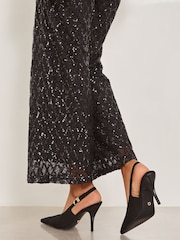 Lipsy Black High Stiletto Party Faux Suede Slingback Court Shoes - Image 4 of 4
