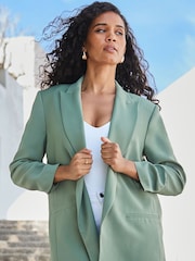 Sosandar Green Relaxed Fit Longline Blazer - Image 4 of 5