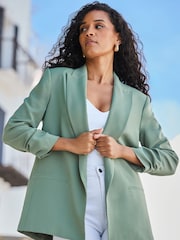 Sosandar Green Relaxed Fit Longline Blazer - Image 5 of 5