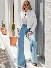 Sosandar Blue Petite Palazzo Jeans - Image 3 of 5