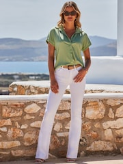 Sosandar Green Pocket Detail Plisse Shirt - Image 2 of 5