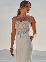 Sosandar White Premium Lace Bandeau Body-Sculpting Top - Image 2 of 5