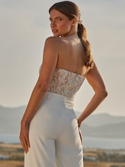 Sosandar White Premium Lace Bandeau Body-Sculpting Top - Image 3 of 5