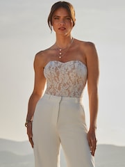 Sosandar White Premium Lace Bandeau Body-Sculpting Top - Image 4 of 5