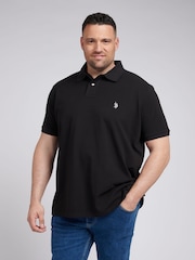 U.S. Polo Assn. Black Mens Big and Tall Pique 100% Cotton Polo Shirt - Image 1 of 5