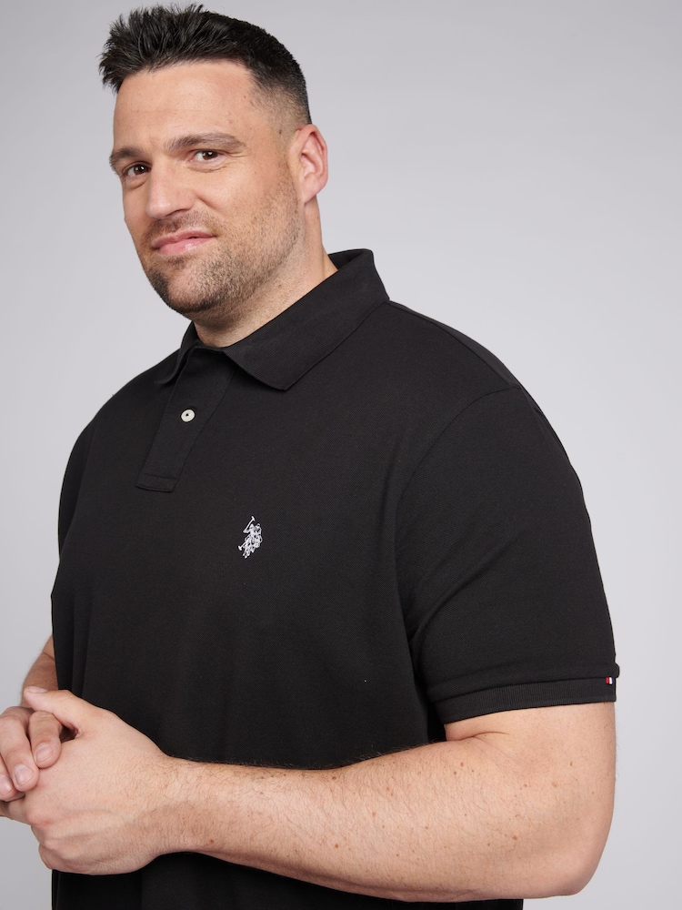 U.S. Polo Assn. Black Mens Big and Tall Pique 100% Cotton Polo Shirt - Image 2 of 5