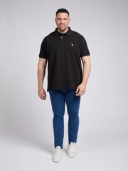 U.S. Polo Assn. Black Mens Big and Tall Pique 100% Cotton Polo Shirt - Image 3 of 5