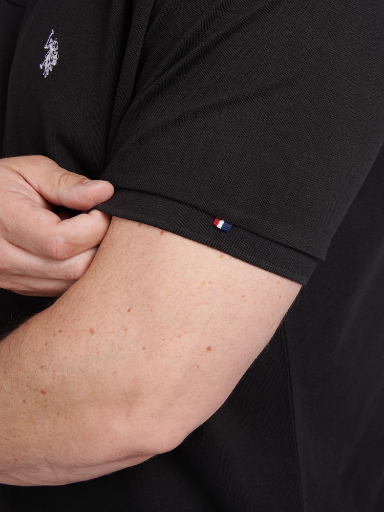 U.S. Polo Assn. Black Mens Big and Tall Pique 100% Cotton Polo Shirt - Image 5 of 5