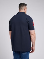 U.S. Polo Assn. Blue Mens Big & Tall Player 3 Pique 100% Cotton Polo Shirt - Image 4 of 5