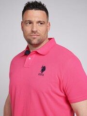U.S. Polo Assn. Pink Mens Big & Tall Player 3 Pique 100% Cotton Polo Shirt - Image 2 of 5