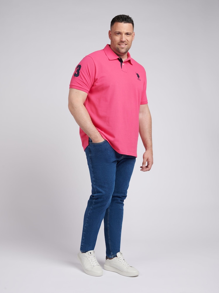 Polo Pink Mens Big Tall Player Pique 100% Cotton Polo Shirt