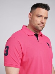 U.S. Polo Assn. Pink Mens Big & Tall Player 3 Pique 100% Cotton Polo Shirt - Image 5 of 5