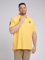 U.S. Polo Assn. Yellow Mens Big & Tall Player 3 Pique 100% Cotton Polo Shirt - Image 1 of 6