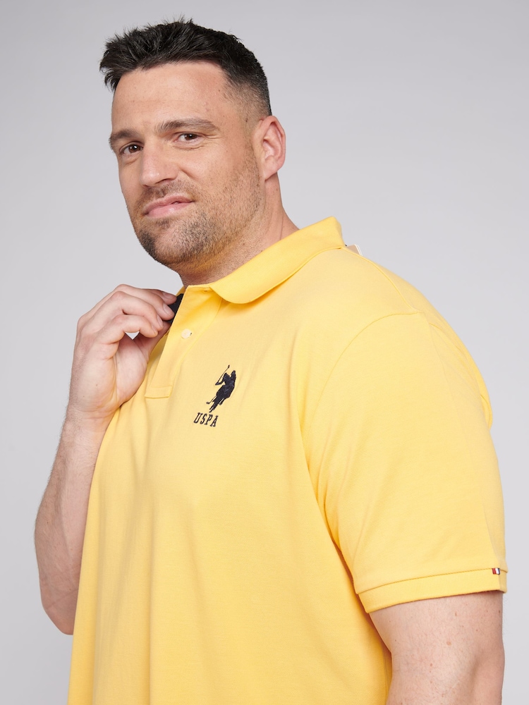 U.S. Polo Assn. Yellow Mens Big & Tall Player 3 Pique 100% Cotton Polo Shirt - Image 2 of 6